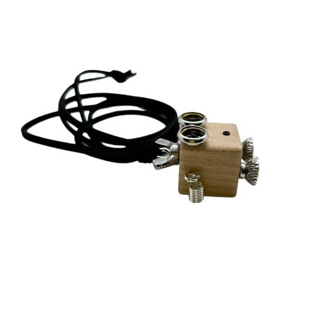 necklace silver cord wooden metal robot1